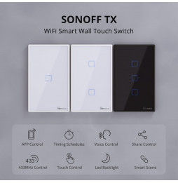 SONOFF TX WiFi Touch Smart Wall Light Switch 2.4GHz 3 Gang